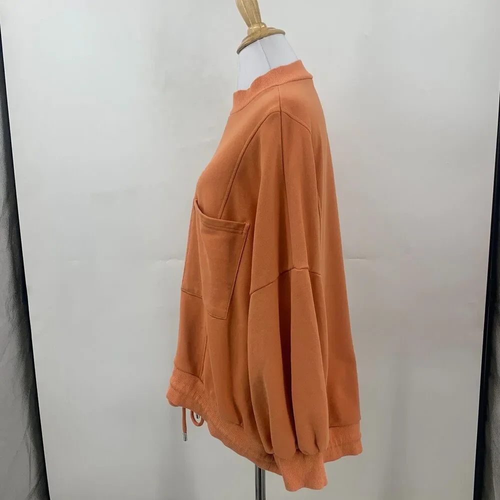 Nap Loungewear Oversized Sweater Womens M Medium Pumpkin Mock Neck Patch Pocket